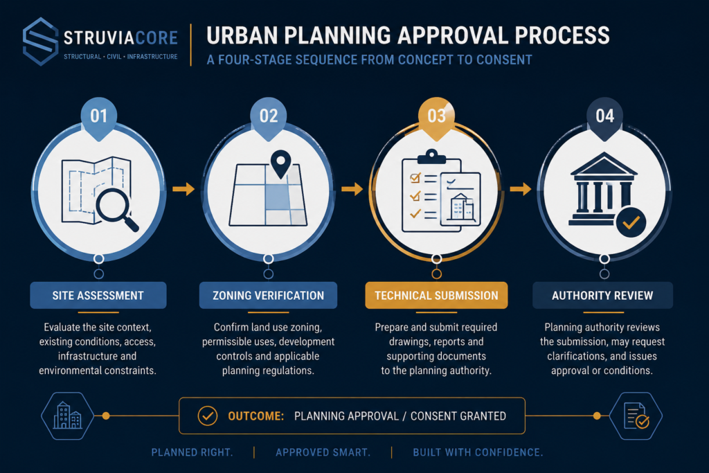 Urban planning checklist approval process stages diagram
