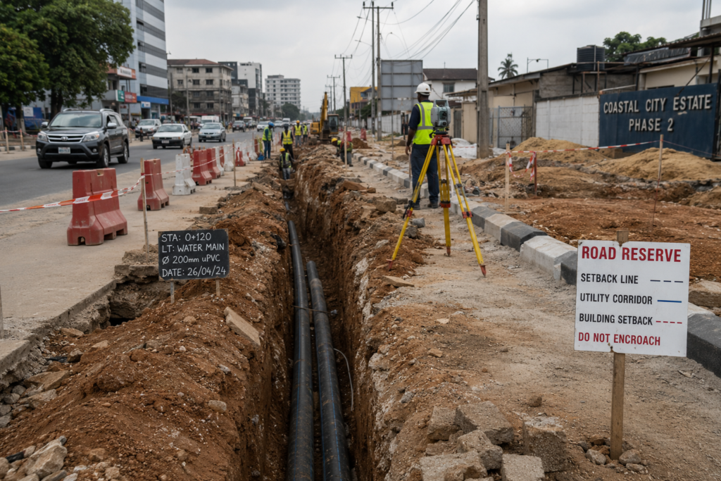 Urban infrastructure site works relevant to urban planning checklist utility coordination
