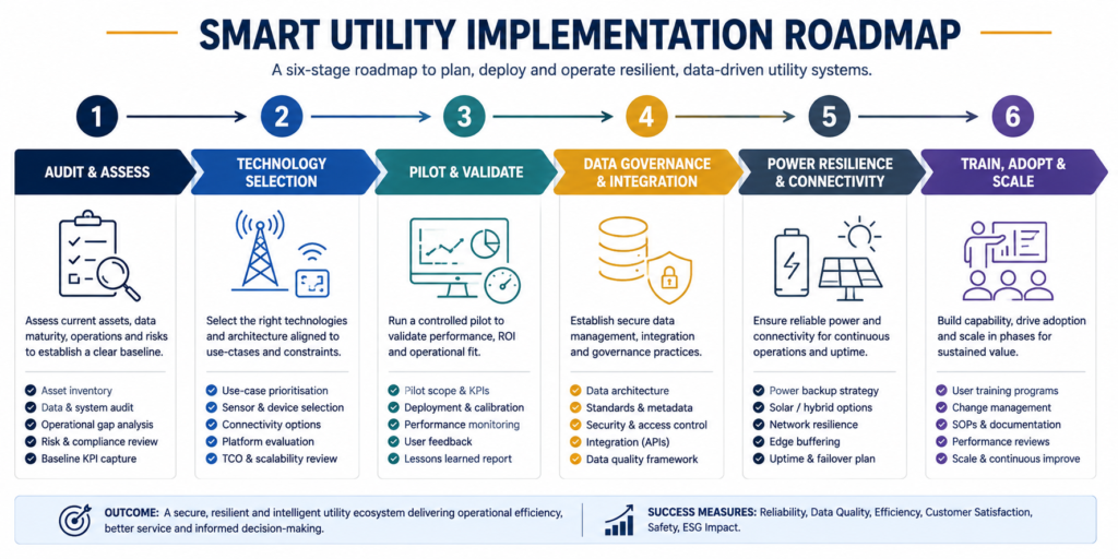 Smart utilities implementation roadmap for engineering project teams